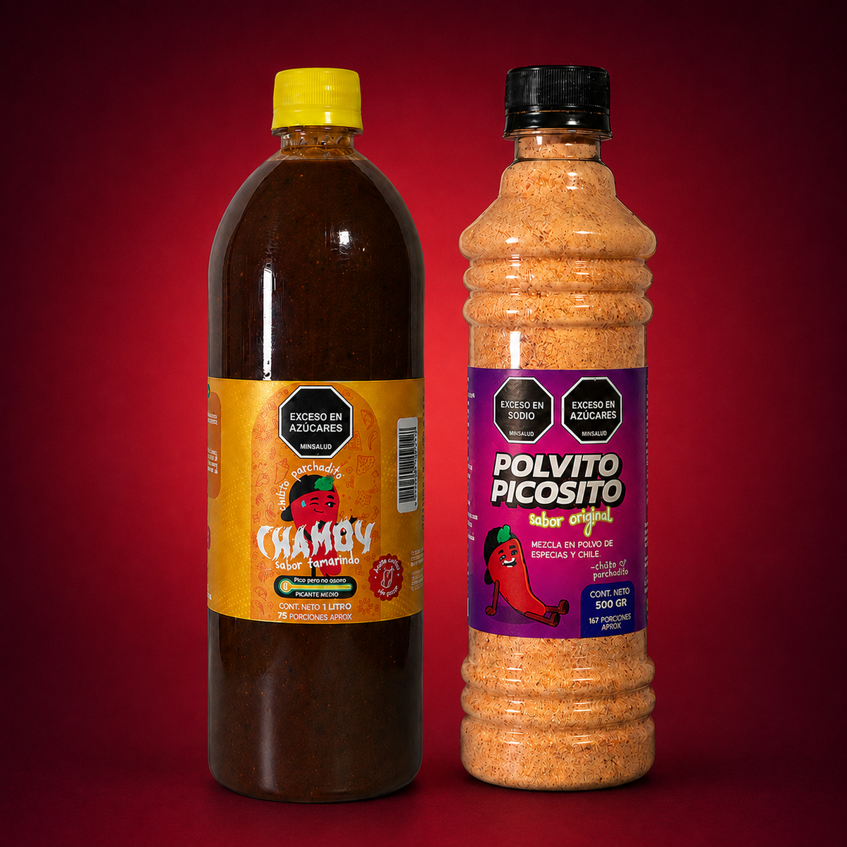 Dúo Dinámico Grande: Chamoy de 1 litro y Polvito Picosito de 500 g