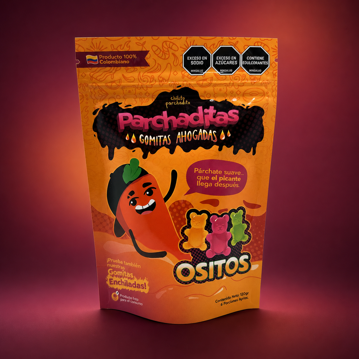 Gomitas ahogadas Ositos sobre fondo vino